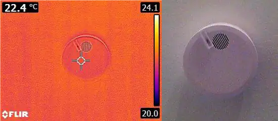 Controle van rookmelders in het kader van een warmtebeeldinspectie bij een afluisterbeveiligingsmaatregel